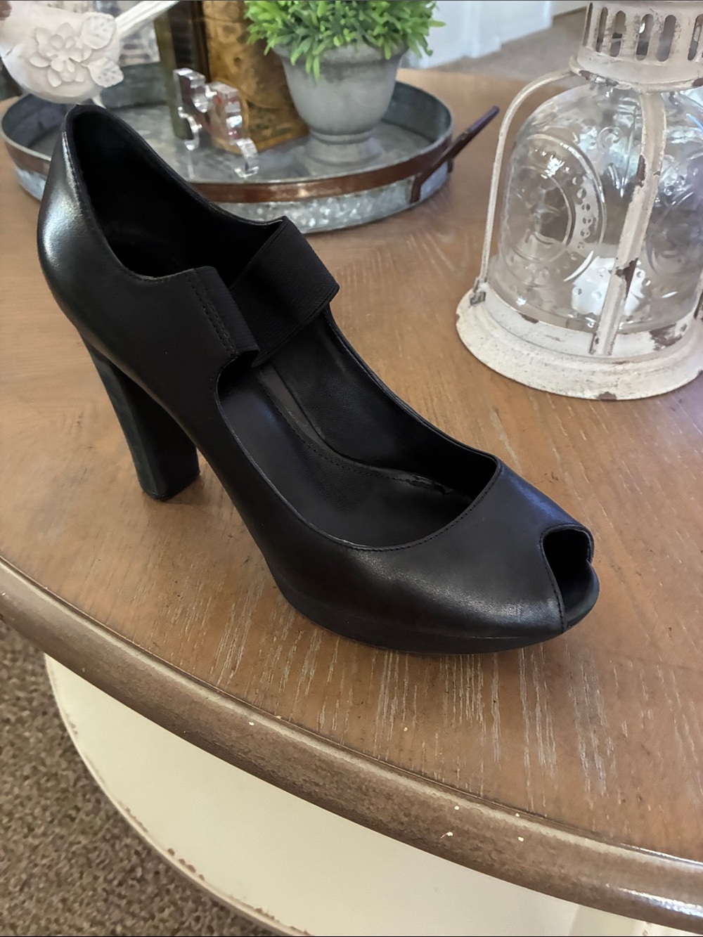 Marc Fisher Black Peep-Toe Mary Jane High Heel